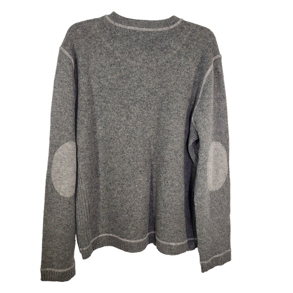 Express Sweater Mens Size XL Gray 100% Lambswool Elbow Patch Pullover Crew Neck - Picture 2 of 10